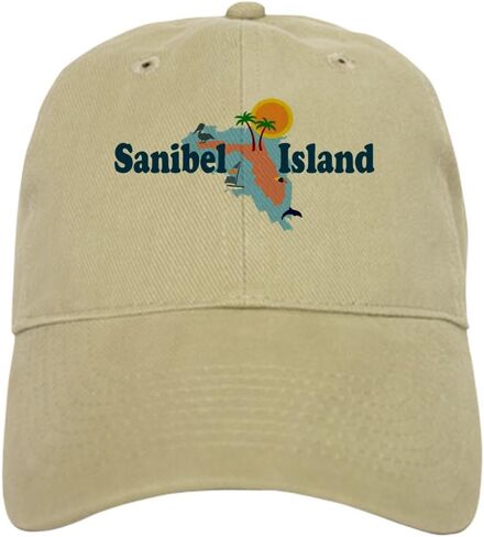CafePress Sanibel Island FL Map Design Cap Adjustable Baseball Cap in Kuwait
