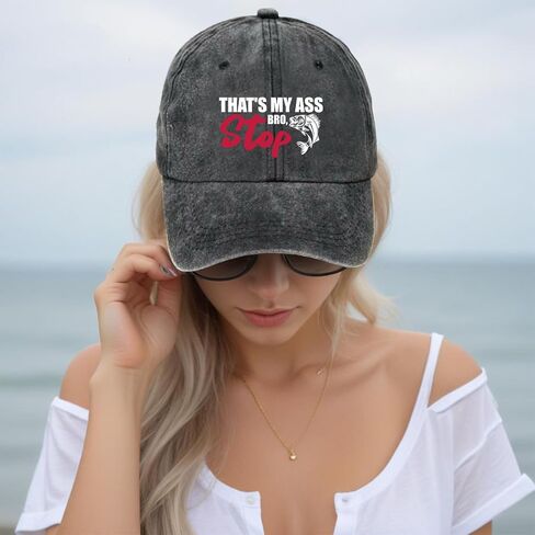 zcyhtqp, That's My Ass Bro, Stop, Funny Baseball Cap, Funny Fishing Hats with Sayings, Humor Caps, Adjustable Cotton Baseball Cap, Birthday Gift for Fishing Lover Black in Saudi Arabia