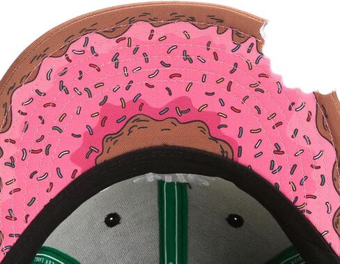 قبعة Munchies على شكل كعكة دونات Snapback، قبعة بيسبول مسطحة سوداء مع حافة دونات وردية اللون، قبعة طعام مضحكة قابلة للتعديل للرجال والنساء in Kuwait