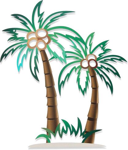 GLASSWINDS Tropical Beach Palm Tree Wall Art, Metal Palm Tree Wall Decor Outdoor Coastal Decor Wall Sculpture Hanging Tropical Tree Sculptures for Bathroom, Lake House, Beach House Decor in Saudi Arabia