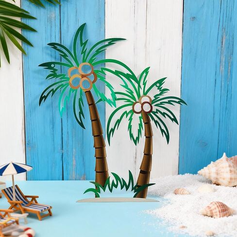 GLASSWINDS Tropical Beach Palm Tree Wall Art, Metal Palm Tree Wall Decor Outdoor Coastal Decor Wall Sculpture Hanging Tropical Tree Sculptures for Bathroom, Lake House, Beach House Decor in Saudi Arabia