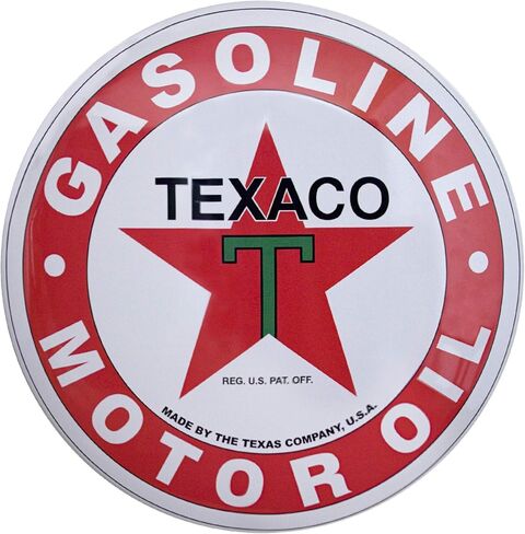 American Art Decor Dome Shaped Metal Wall Art Sign - Retro Room Decor for Bar, Man Cave, Garage, Game Room, Bedroom & More (Texaco, 15.5" x 15.5" x 1") in Saudi Arabia