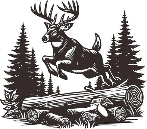 JEWLOVE Deer Wall Art-Running Deer in Forest Metal Decor, Rustic Cabin Lodge Wall Art, Wildlife Forest Decor for Living Room in Kuwait