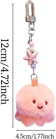 2Pcs Plush Octopus Keychain -Adorable Tiny Ocean Theme Bag Charm for Women, Schoolbag Pendant, Present in Saudi Arabia