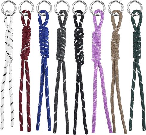 8 قطعة حبل مضفر المفاتيح حقيبة لطيفة Charms للنساء الرجال Y2k خمر Paracord المفاتيح عيد ميلاد هدية الكريسماس in Kuwait