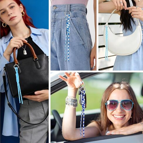 8 قطعة حبل مضفر المفاتيح حقيبة لطيفة Charms للنساء الرجال Y2k خمر Paracord المفاتيح عيد ميلاد هدية الكريسماس in Kuwait