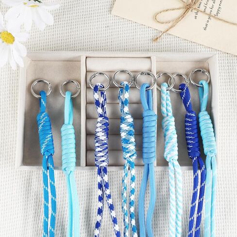 8 قطعة حبل مضفر المفاتيح حقيبة لطيفة Charms للنساء الرجال Y2k خمر Paracord المفاتيح عيد ميلاد هدية الكريسماس in Kuwait