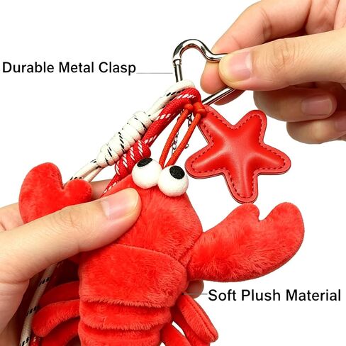 Plush Lobster Keychains Bag Charms - Cute Ocean Gift For Women,Handbags & Totes Accessory in Kuwait