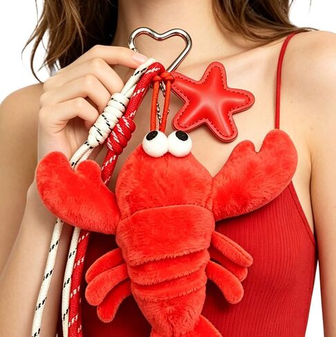 Plush Lobster Keychains Bag Charms - Cute Ocean Gift For Women,Handbags & Totes Accessory in Kuwait