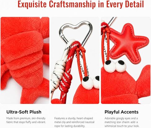 Plush Lobster Keychains Bag Charms - Cute Ocean Gift For Women,Handbags & Totes Accessory in Kuwait