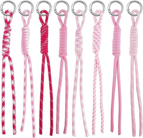8 قطعة حبل مضفر المفاتيح حقيبة لطيفة Charms للنساء الرجال Y2k خمر Paracord المفاتيح عيد ميلاد هدية الكريسماس in Kuwait