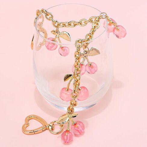 Chanaco Purse Bag Charms Extender Chain Pink Handbags Keychian Cute Cherry Purse Accessories for Women in Saudi Arabia