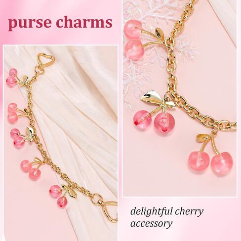 Chanaco Purse Bag Charms Extender Chain Pink Handbags Keychian Cute Cherry Purse Accessories for Women in Saudi Arabia