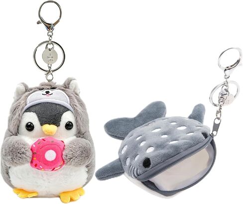 Cute Penguin Plush Keychain & Whale Shark Coin Purse, Kawaii Bag Charms, Accessories for Backpack, Handbag, Women in Saudi Arabia