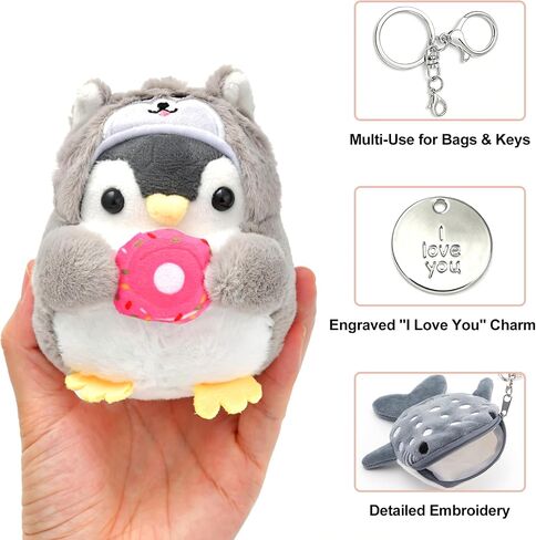 Cute Penguin Plush Keychain & Whale Shark Coin Purse, Kawaii Bag Charms, Accessories for Backpack, Handbag, Women in Saudi Arabia