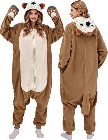 vavalad Adult Sea Otter Onesie Pajamas Plush Halloween Christmas Animal Homewear Sleepwear Jumpsuit Costume Women Men in Saudi Arabia