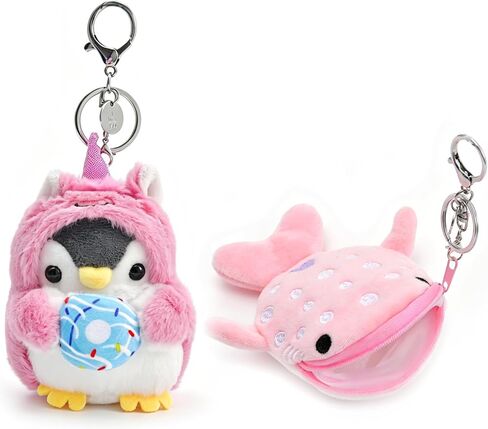 Cute Penguin Plush Keychain & Whale Shark Coin Purse, Kawaii Bag Charms, Accessories for Backpack, Handbag, Women in Saudi Arabia