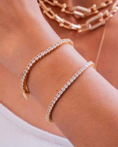 18k - Gold Plated Classic Riviera Tennis Bracelet in Kuwait