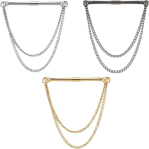 3 Pieces Collar Pins for Men,Collar Pins,3-Color Dress Shirt Accessories for Wedding, Business & Formal Occasions in Kuwait