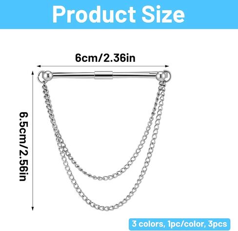 3 Pieces Collar Pins for Men,Collar Pins,3-Color Dress Shirt Accessories for Wedding, Business & Formal Occasions in Kuwait
