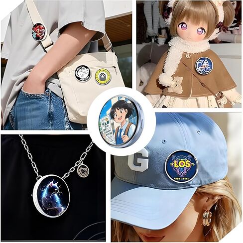 Digital Badge with DIY Text & Photo & Video，2 Inch Hd Touchscreen Digital Pin，Gift for Anime Fans, Ideal for Backpacks and Conventions in Kuwait