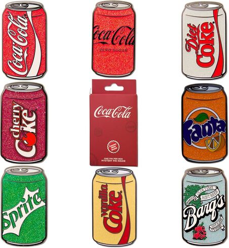 Coca-Cola Soft Drink Cans Mystery Enamel Pin Blind Box Series, Coca-Cola, Coca-Cola Cherry, Coca-Cola Vanilla, Coca-Cola Zero Sugar, Diet Coke, Sprite, Fanta Orange, or Barq's Root Beer in Saudi Arabia