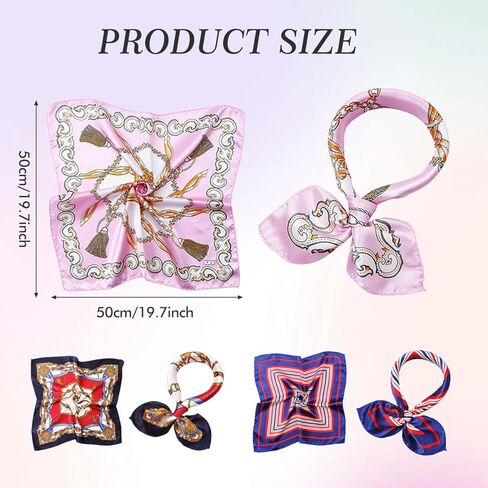 erioctry 10 Pcs Women's Satin Scarves Small Square Scarves for Neck Head Hair & Bag Decor Mixed Pattern Assortment in Kuwait