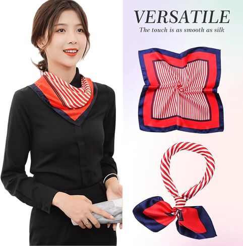 erioctry 10 Pcs Women's Satin Scarves Small Square Scarves for Neck Head Hair & Bag Decor Mixed Pattern Assortment in Kuwait