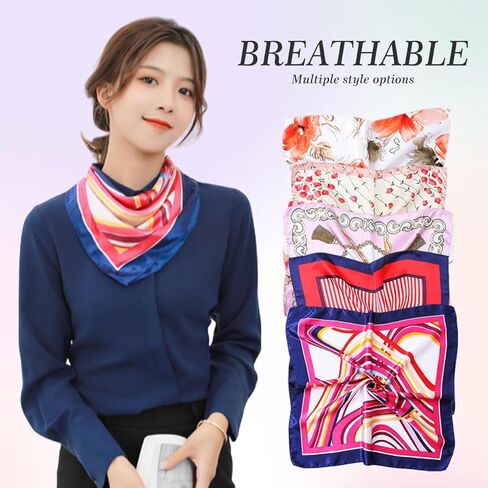 erioctry 10 Pcs Women's Satin Scarves Small Square Scarves for Neck Head Hair & Bag Decor Mixed Pattern Assortment in Kuwait
