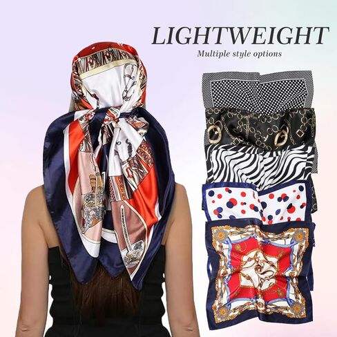 erioctry 10 Pcs Women's Satin Scarves Small Square Scarves for Neck Head Hair & Bag Decor Mixed Pattern Assortment in Kuwait