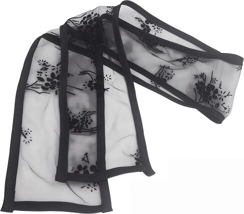 French Floral Black Lace Scarf, Elegant Sheer Mesh Hair Ribbon Neck Scarf Hair Tie, Versatile Black Decoration Hair Accessories for Women Daily Party Dressing Wear in Saudi Arabia