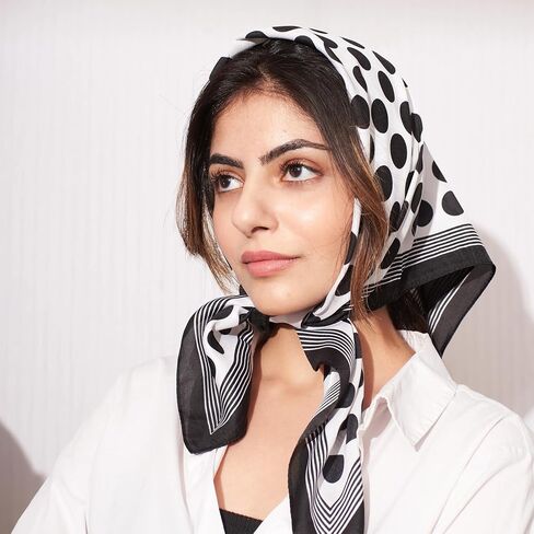 XuoAz Retro Polka-Dot-Scarf-50s Square Silk Like Neck-Head-Scarf Lightweight Bandana Wrap in Kuwait
