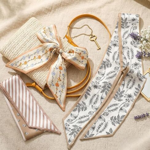 4Pcs Bag Scarf for Handbags,Lightweight Skinny Handbag Scarf for Purse Handle, Hair Neck Accessories Fashion Gifts in Kuwait