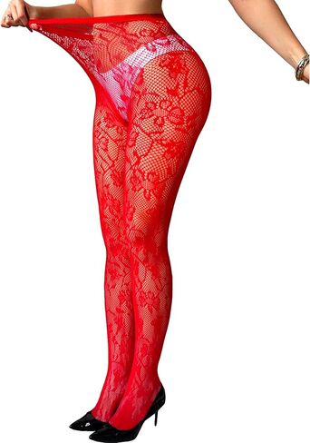 Floral Lace Tights for Women High Waist Lace Stockings Fishnets Pantyhose in Saudi Arabia