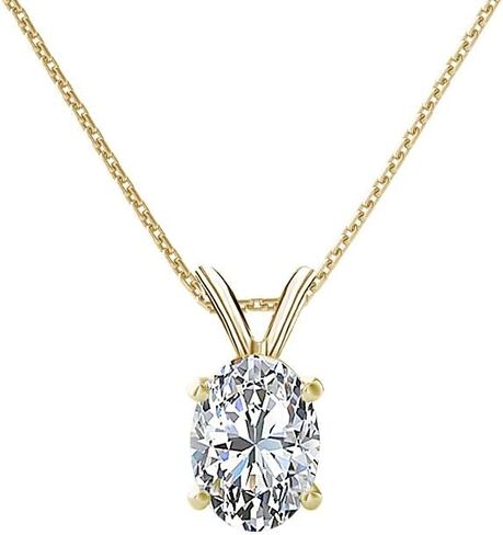 .25ct to 5.00 Carat Round Brilliant Solitaire Lab-Grown Diamond Solitaire Pendant Necklace in 14k Yellow, White or Rose Gold With 18" Gold Chain in Saudi Arabia