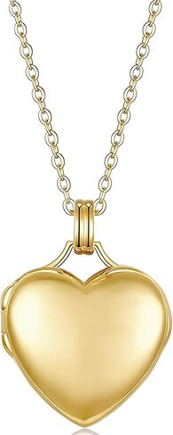 YOUFENG Love Heart Locket 14K مملوءة بالذهب دائرة بيضاوية مستطيلة المناجد التي تحمل الصور قلادة للنساء in Kuwait