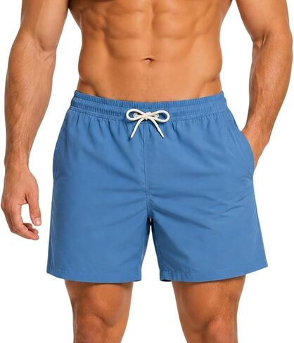 Mens Swim Trunks 5 Inch Quick Dry Board Shorts with Zipper Pocket Mesh Lining Swimsuits Beach Swimwear Bathing Suits in Saudi Arabia
