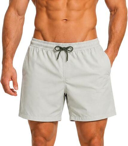 Mens Swim Trunks 5 Inch Quick Dry Board Shorts with Zipper Pocket Mesh Lining Swimsuits Beach Swimwear Bathing Suits in Saudi Arabia