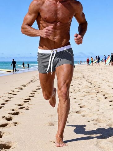 Fashion Mens Swim Trunks Quick Dry Board Shorts for Men Elastic Drawstring Tight Fit Athletic Workout Beach Summer Outdoors in Kuwait