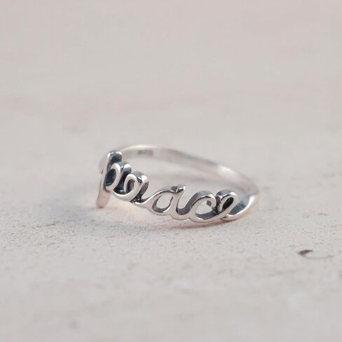 Boma Jewelry Sterling Silver Peace Script Ring in Saudi Arabia