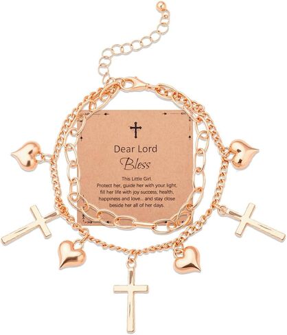Christian Cross Bracelet Confirmation Faith Gift for Daughter Granddaughter Birthday Christmas Gifts for Religious Believers Confirmation Baptism Gifts Lord Bless Jesus Bracelet Gold in Saudi Arabia