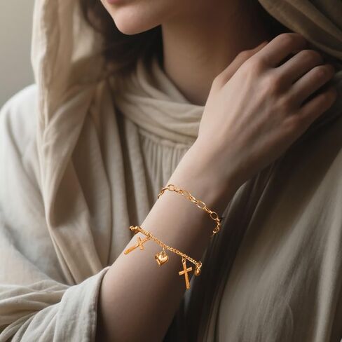 Christian Cross Bracelet Confirmation Faith Gift for Daughter Granddaughter Birthday Christmas Gifts for Religious Believers Confirmation Baptism Gifts Lord Bless Jesus Bracelet Gold in Saudi Arabia