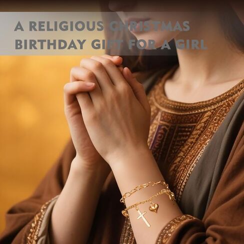 Christian Cross Bracelet Confirmation Faith Gift for Daughter Granddaughter Birthday Christmas Gifts for Religious Believers Confirmation Baptism Gifts Lord Bless Jesus Bracelet Gold in Saudi Arabia