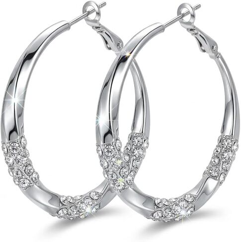 Twisted Hoop Earrings for Women, Sparkling Pavé Fashion Jewelry, Elegant Statement Earrings for Parties, Weddings and Gifts in Saudi Arabia