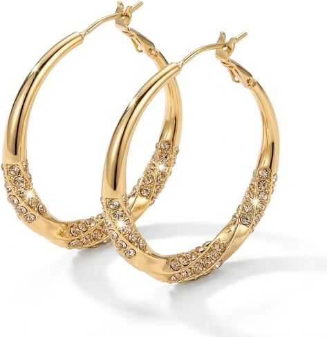 Twisted Hoop Earrings for Women, Sparkling Pavé Fashion Jewelry, Elegant Statement Earrings for Parties, Weddings and Gifts in Saudi Arabia