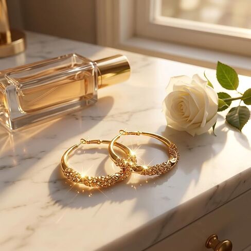 Twisted Hoop Earrings for Women, Sparkling Pavé Fashion Jewelry, Elegant Statement Earrings for Parties, Weddings and Gifts in Saudi Arabia