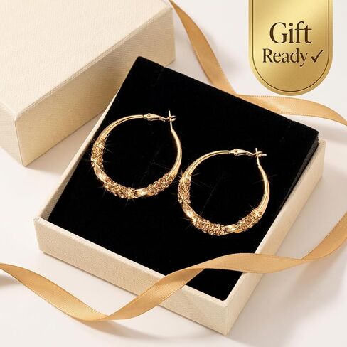 Twisted Hoop Earrings for Women, Sparkling Pavé Fashion Jewelry, Elegant Statement Earrings for Parties, Weddings and Gifts in Saudi Arabia