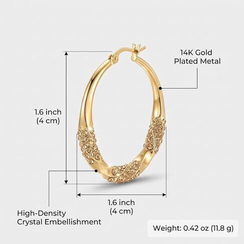 Twisted Hoop Earrings for Women, Sparkling Pavé Fashion Jewelry, Elegant Statement Earrings for Parties, Weddings and Gifts in Saudi Arabia