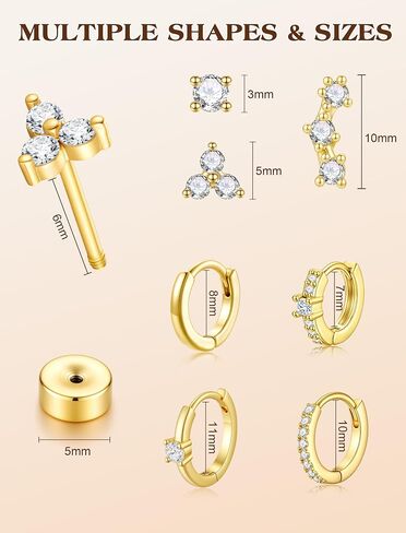 M MOOHAM Hypoallergenic Small Gold Hoop Earrings Set for Women, Dainty 14K Gold Plated Earring for Sensitive Ears CZ Huggie Hoops Cartilage Earring Stacks Jewelry Gifts for Women in Kuwait