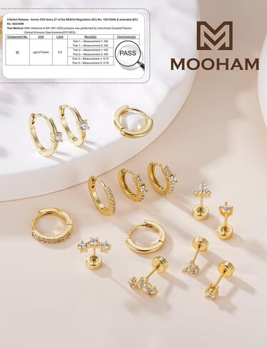 M MOOHAM Hypoallergenic Small Gold Hoop Earrings Set for Women, Dainty 14K Gold Plated Earring for Sensitive Ears CZ Huggie Hoops Cartilage Earring Stacks Jewelry Gifts for Women in Kuwait